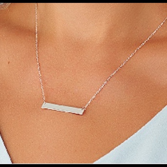 🍀 STERLING SILVER STATION BAR NECKLACE - Picture 3 of 3